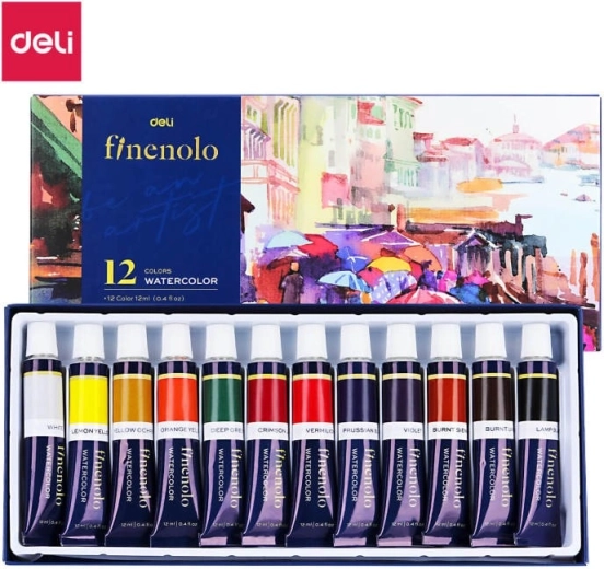 Aquarelverf in tubes – set van 12 stuks