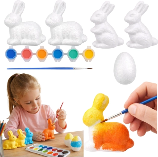 Creatieve set voor het beschilderen van paasdecoraties van piepschuim
