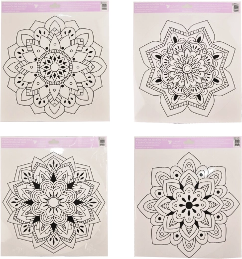 Raamfolie om in te kleuren mandala 30 × 34 cm (4 varianten)