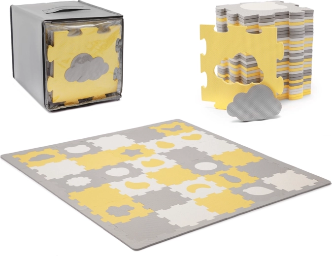 Kinderkraft foam puzzelmat Luno Shapes, 185 × 165 cm, geel, 30 stukken