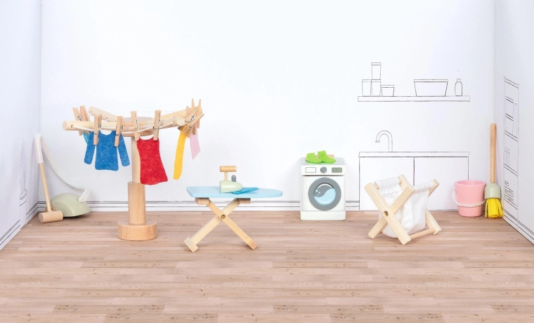 Goki accessoires voor de wasruimte voor het poppenhuis