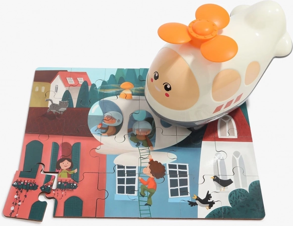 Houten puzzel met speelgoedhelikopter 24 stukjes TOP BRIGHT