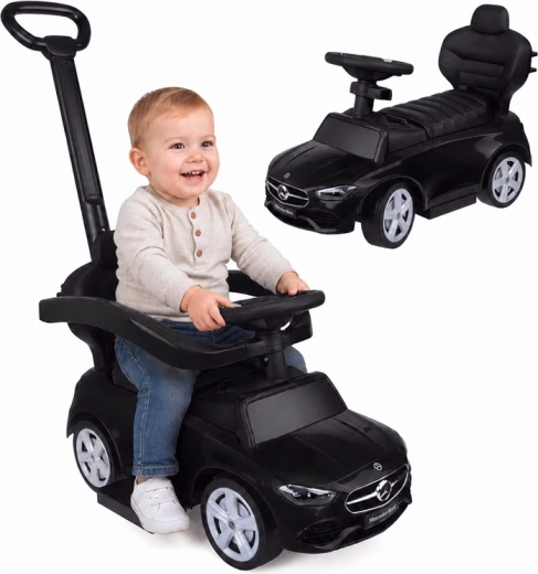 Mercedes-Benz kinderloopauto met duwstang 2-in-1 (zwart)