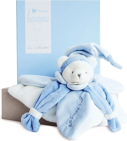 Cadeauset Doudou – knuffeldoekje blauwe beer 24 cm