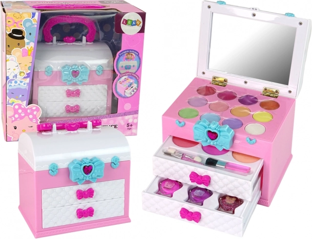 Roze-witte beautykoffer voor kinderen