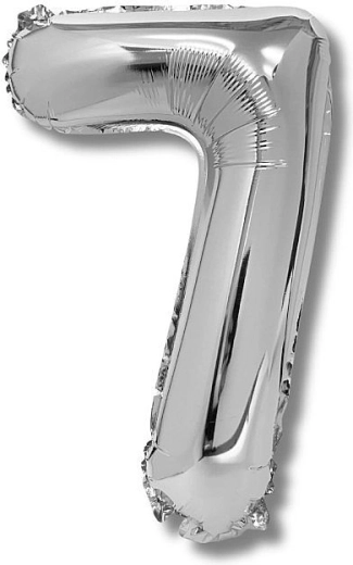 Folieballon cijfer 7, zilver, 40 cm