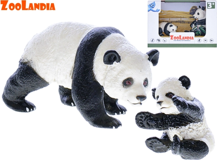 Zoolandia panda met jong – realistische plastic figuur