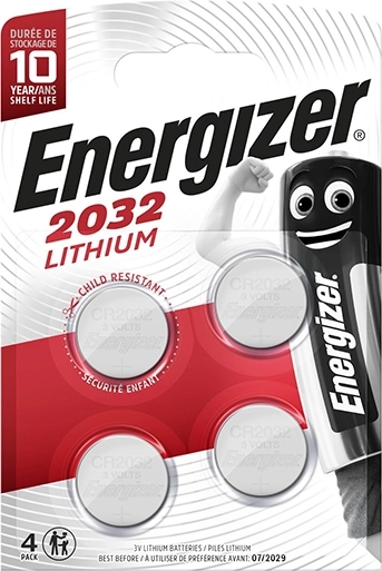 Energizer lithium knoopcelbatterij CR2032, 4 stuks
