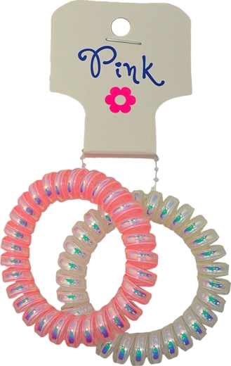 PINK haarelastiekjes roze en parelmoer (2 stuks)