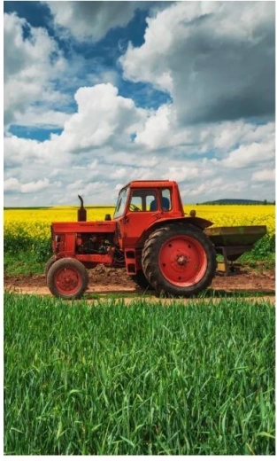 Handdoek met tractor-motief