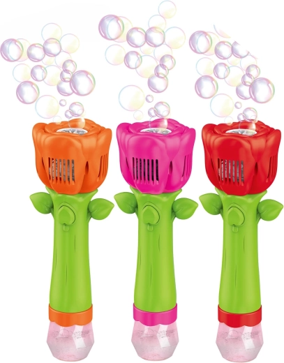 Bellenblaas in de vorm van een roos met lichteffecten, 100 ml - 1 stuk