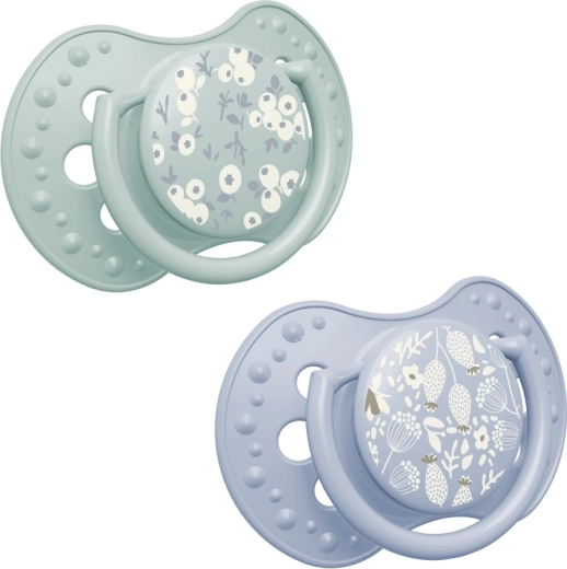 Lovi dynamische siliconen fopspeen Blossom 0–6 maanden, 2 stuks (voor jongens)