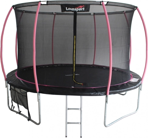 Tuintrampoline LEAN Sport Max 12 ft zwart‑roze 366 cm met net en ladder