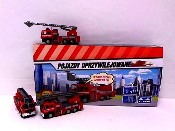 Brandweerauto met geluid en uitschuifbare ladder 14 cm