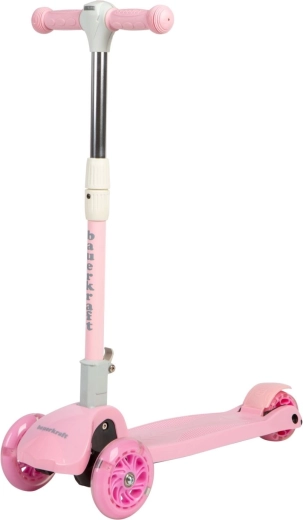 Roze kinder opvouwbare balansstep met drie wielen en LED-wieltjes