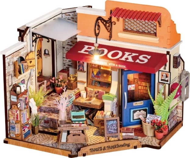 Rolife DIY 3D houten puzzel Boekenwinkel op de hoek