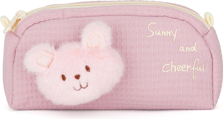Etui kind pluche teddybeer roze