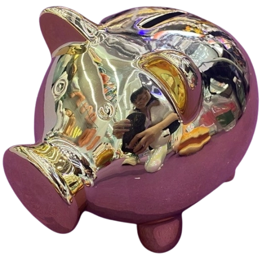 Keramische spaarpot varken verguld
