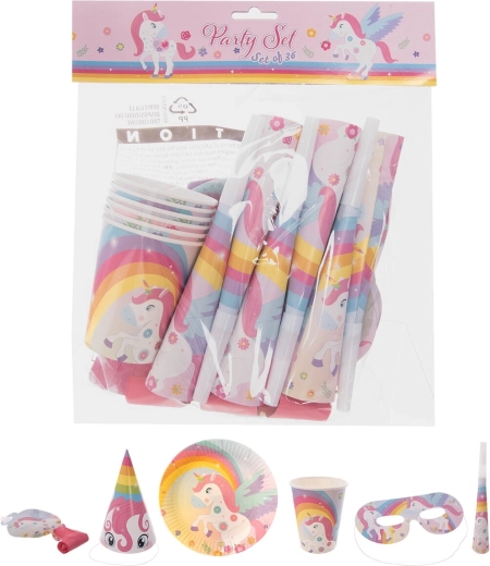 Papieren partyset Eenhoorn 36 stuks