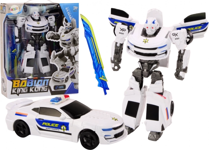 Auto-Robot 2-in-1 Transformer politieauto wit
