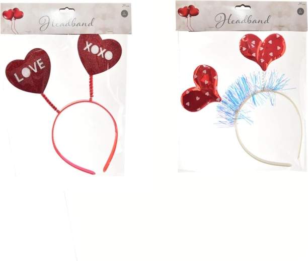 Diadeem met hartjes rood/wit (mix 2 varianten)