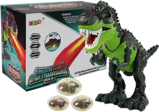 Interactieve T‑Rex dinosaurus op batterijen – legt eieren en blaast stoom, groen