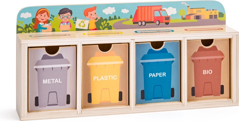 Afval sorteren – houten didactisch spel