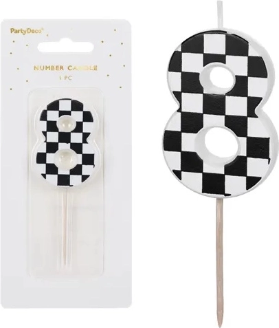 Verjaardagskaars cijfer 8 5,5 cm (mix) - 1 stuk
