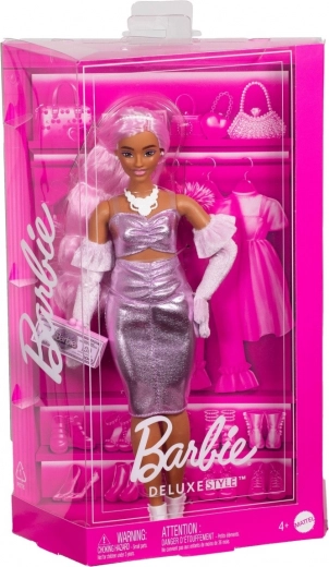 Barbie Deluxe Style pop in metallic roze jurk