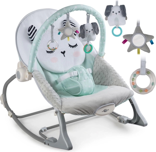 Ligstoeltje en schommel met vibraties Nukido – mint