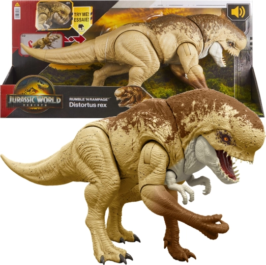Outlet-dinosaurusfiguur Jurassic World Rebirth Gevaarlijke aanval Distortus Rex 50 cm - beschadigde verpakking