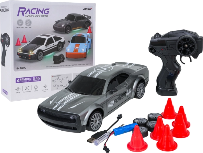 Op afstand bestuurbare driftauto 1:24 met accessoires