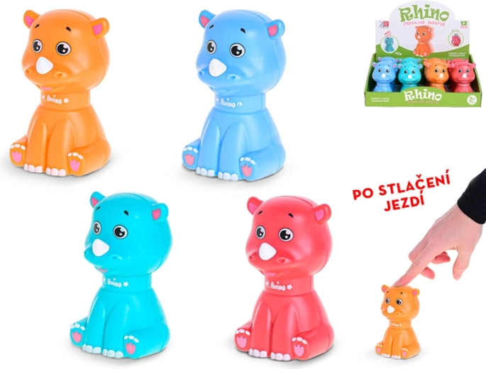 Rijdende neushoorn 10 cm voor kinderen vanaf 3 jaar