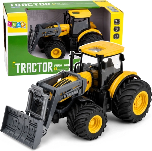 Tractor met voorlader en schuifblad met licht en geluid 1:24 geel