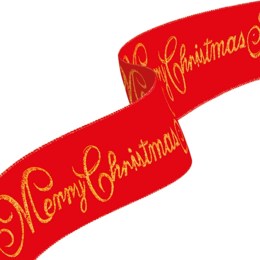 Kerstlint Merry Christmas rood 60 × 8 cm