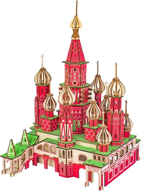 Houten 3D-puzzel Sint-Basiliuskathedraal gekleurd