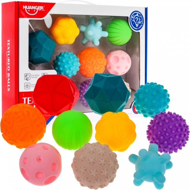 Set van 10 rubberen sensorische ballen voor kinderen vanaf 6 maanden en volwassenen – antistressspeelgoed