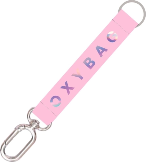 Korte sleutelhanger met karabijnhaak Holographic Pink