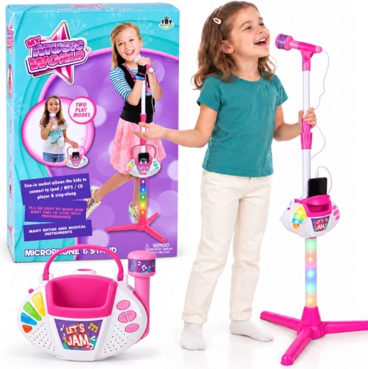 Kinder microfoon op standaard met muziekpaneel