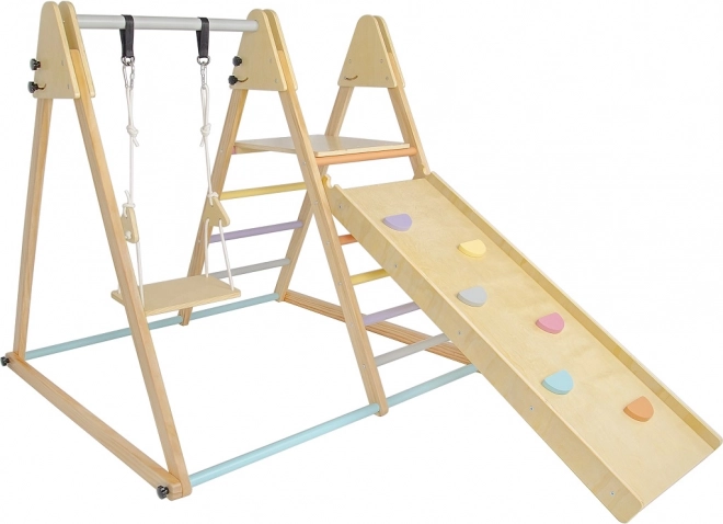 Houten speelset voor kinderen met glijbaan