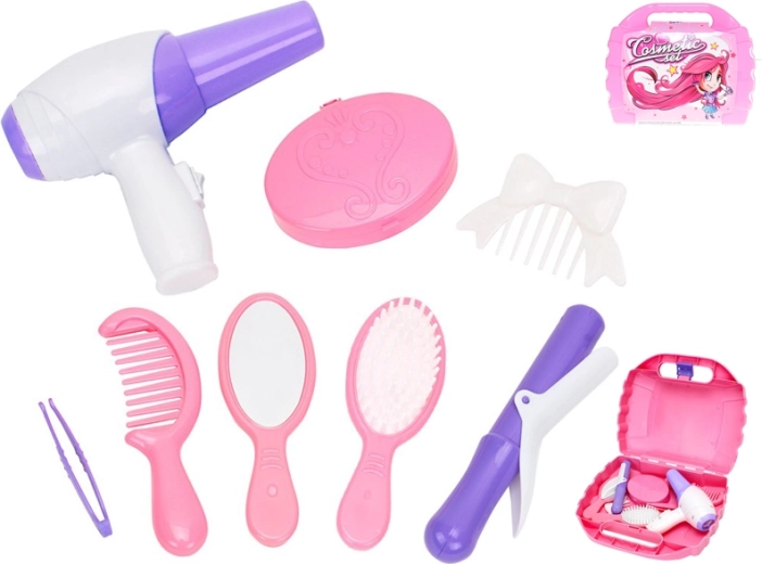Kappersset voor kinderen in koffer – 8-delige roze set