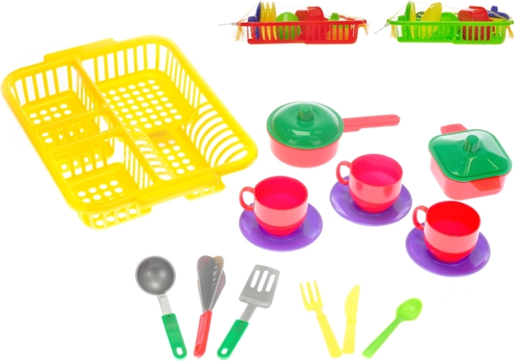 Kinderserviesset met afdruiprek – 3 kleuren