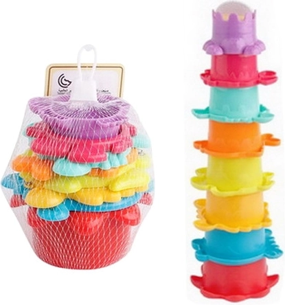 Badspeelgoed 2-in-1 – kleurrijke bekers en toren