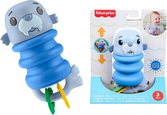 Zintuiglijke rammelaar voor baby’s met zeehond en siliconen veer FISHER-PRICE
