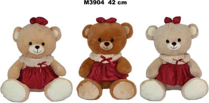 Pluchen teddybeer in jurk 42 cm - 1 stuk