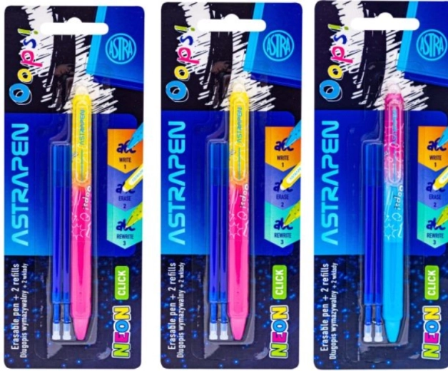 Uitgumbare pen neon 0,5 mm met 2 vullingen