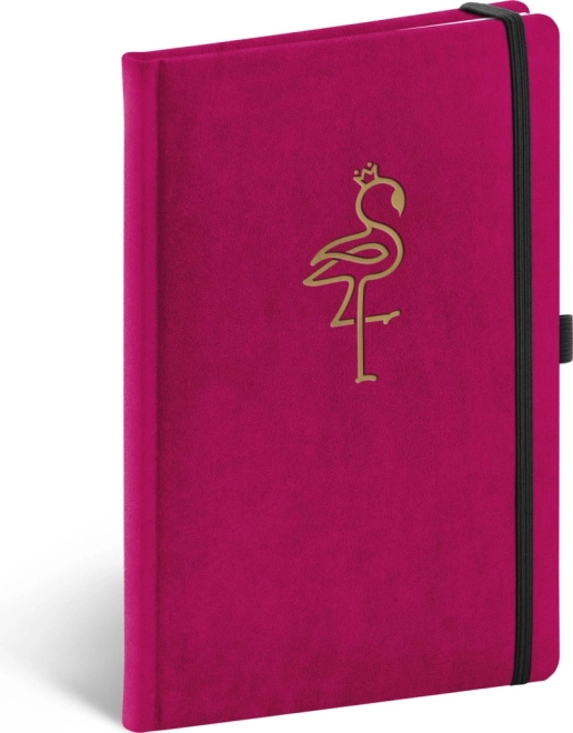 Notique fluwelen gelijnd notitieboek met flamingo 13 × 21 cm