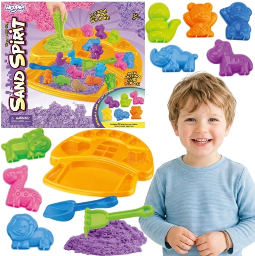 Woopie set kinetisch zand met dierenvormpjes en speelbak