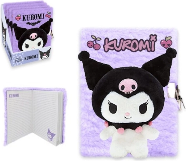Pluchen 3D dagboek A5 KUROMI met ritssluiting
