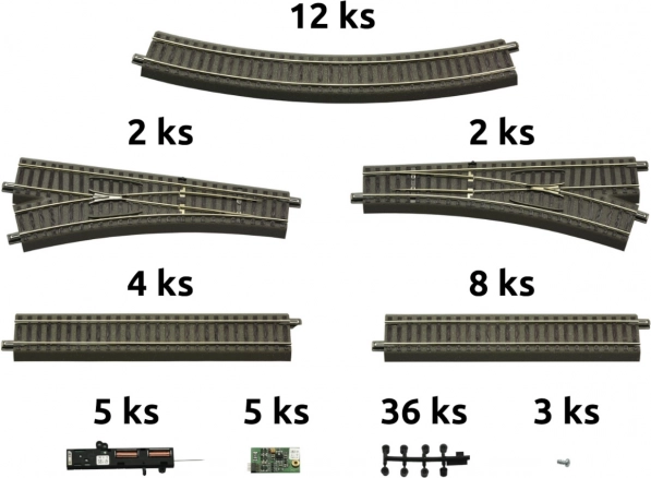 Roco geoLINE set rails met bedding en accessoires voor digitale startsets